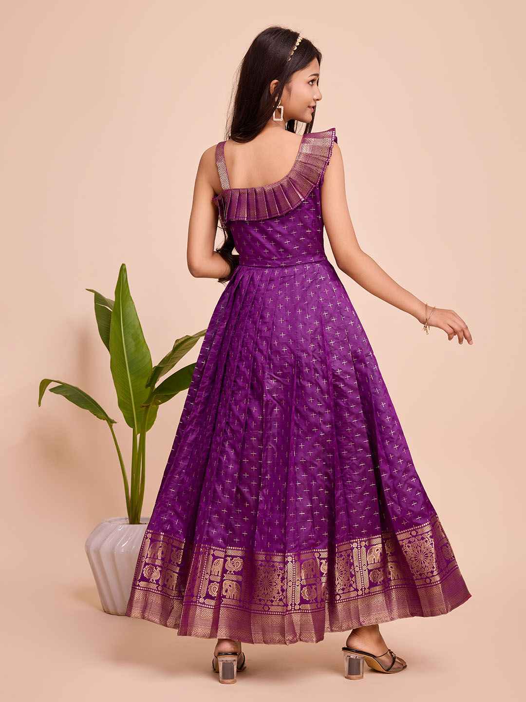 Tasarika Kids PURPLE color Silk Sleeveless ethnic dress SUHASINI_PURPLE