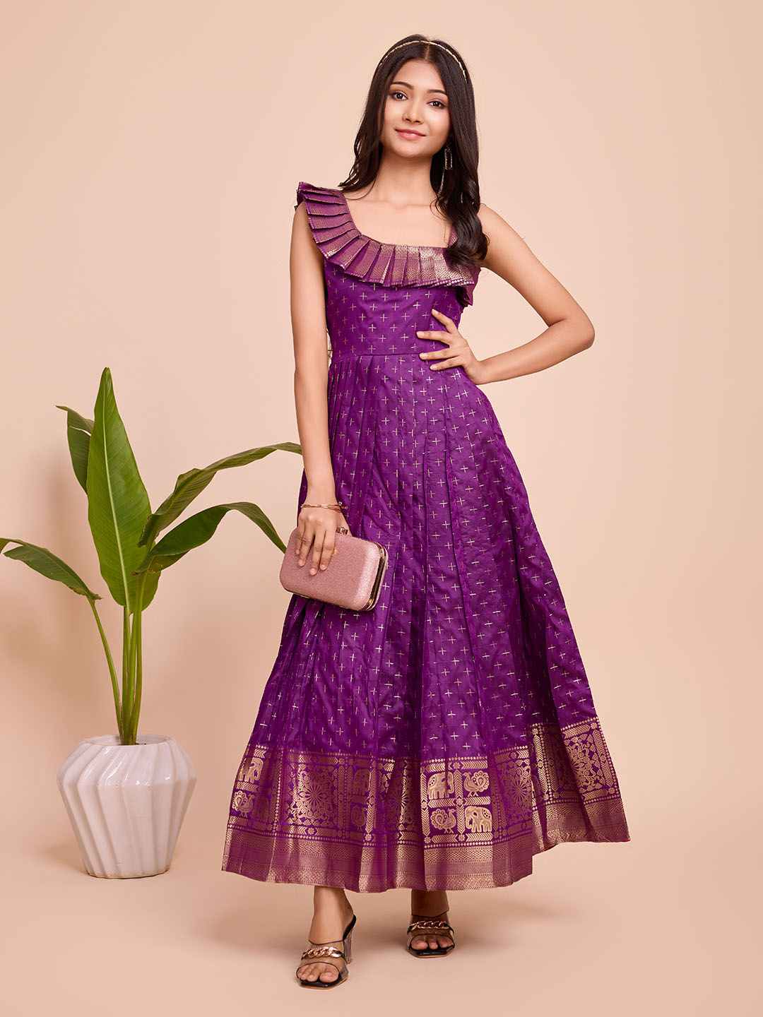Tasarika Kids PURPLE color Silk Sleeveless ethnic dress SUHASINI_PURPLE