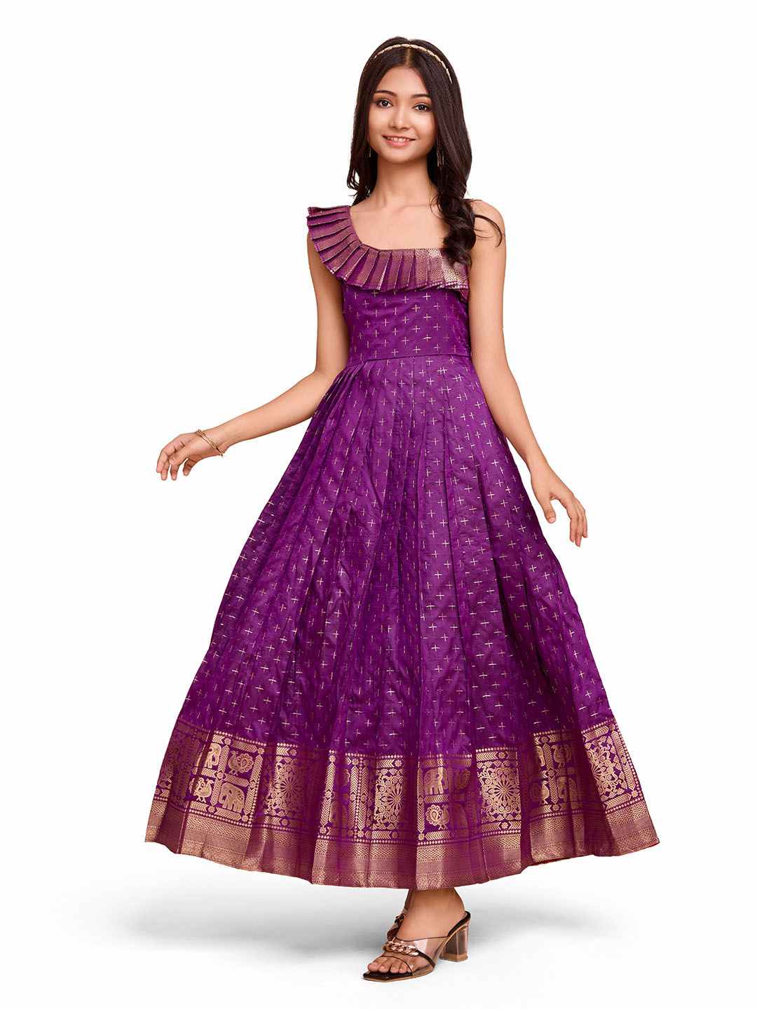 Tasarika Kids PURPLE color Silk Sleeveless ethnic dress SUHASINI_PURPLE