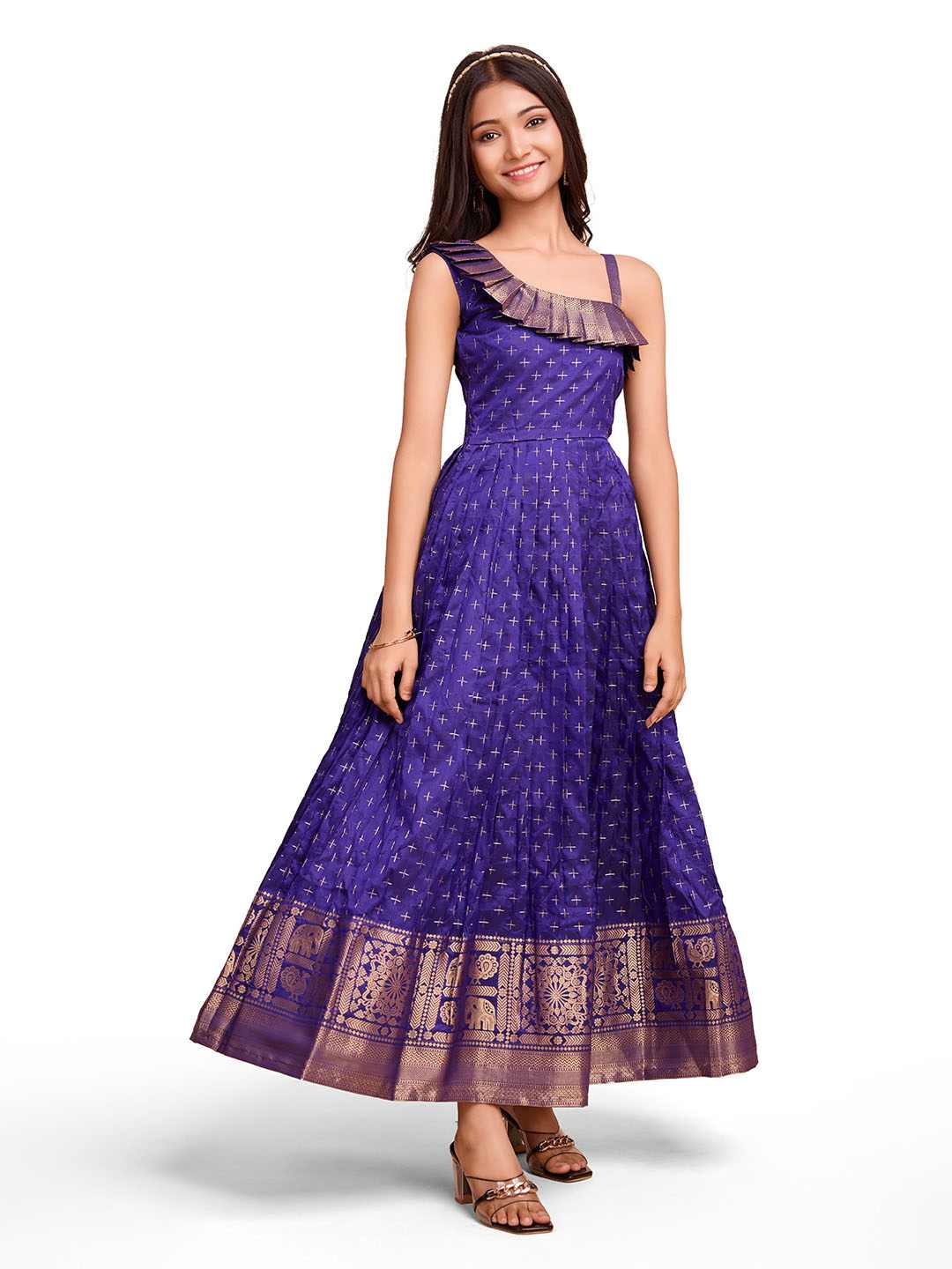 Tasarika Kids VIOLET color Silk Sleeveless ethnic dress SUHASINI_VIOLET