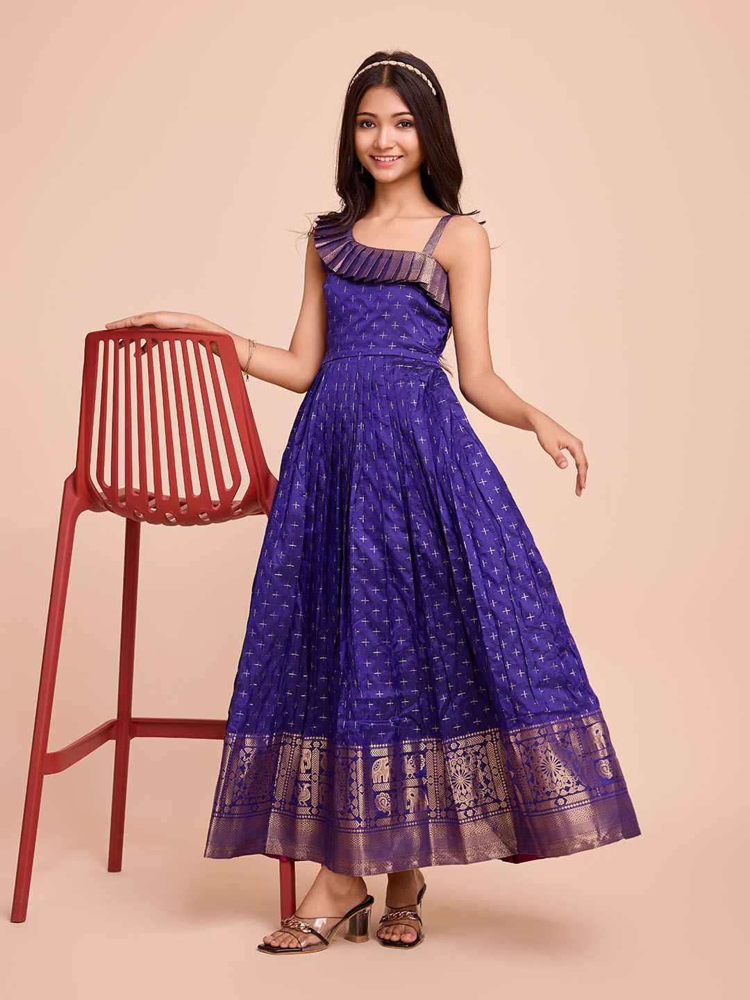 Tasarika Kids VIOLET color Silk Sleeveless ethnic dress SUHASINI_VIOLET