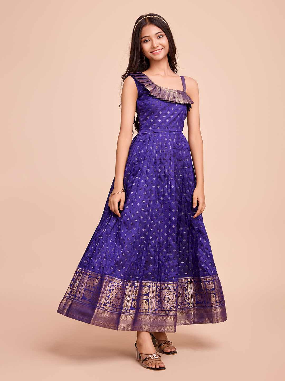 Tasarika Kids VIOLET color Silk Sleeveless ethnic dress SUHASINI_VIOLET