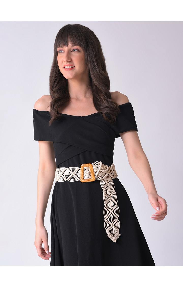 Haute Sauce By Campus Sutra White Woven Design Single Clothing Accessory
