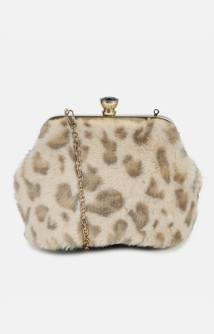 Haute Sauce By Campus Sutra Cream Canvas Clutch Bags