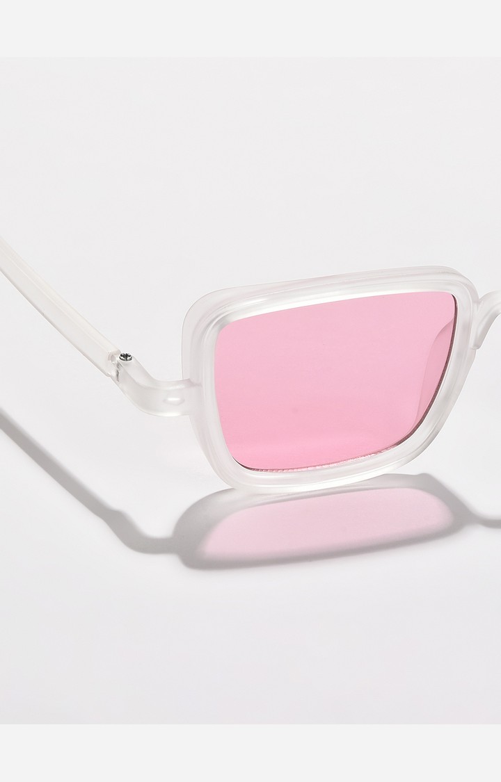 Haute Sauce By Campus Sutra Women Pink Lens & White Wayfarer Sunglasses