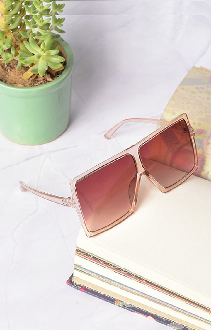 Haute Sauce By Campus Sutra Unisex Brown Lens & Brown Oversized Sunglasses With Polarised Lens