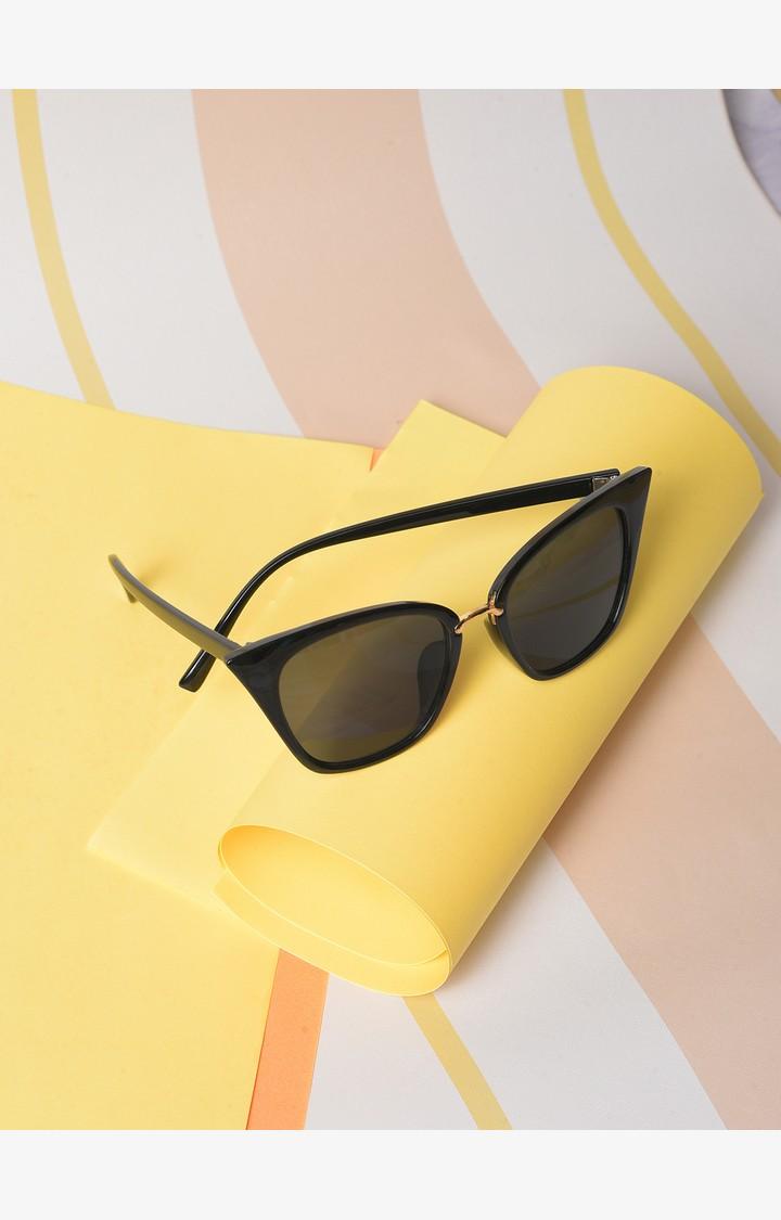 Haute Sauce By Campus Sutra Women Black Lens & Black Cateye Sunglasses With Uv Protected Lens