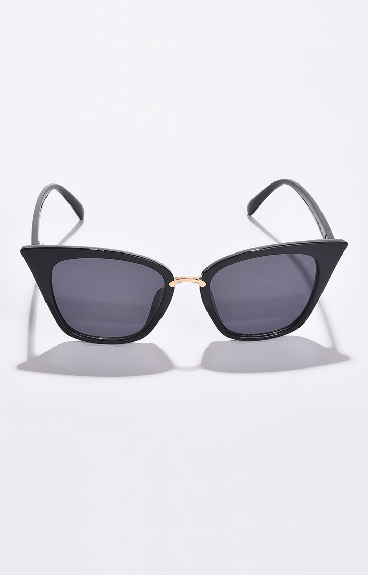 Haute Sauce By Campus Sutra Women Black Lens & Black Cateye Sunglasses With Uv Protected Lens