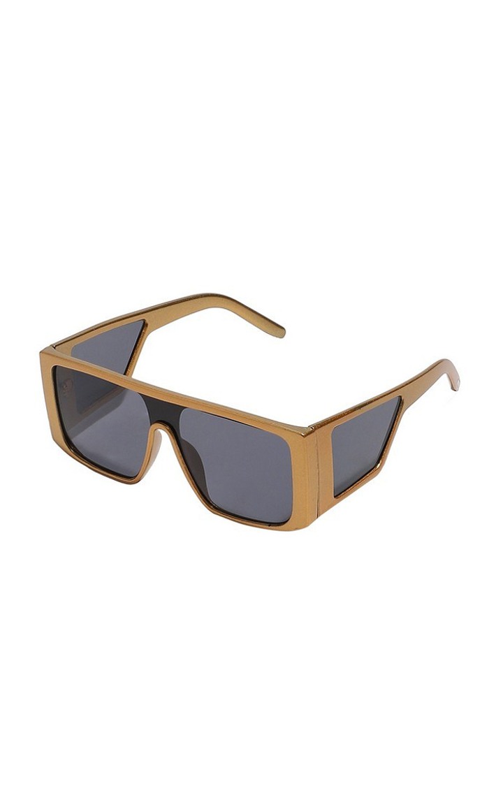 Haute Sauce By Campus Sutra Women Black Lens & Yellow Oversized Sunglasses With Polarised And Uv Protected