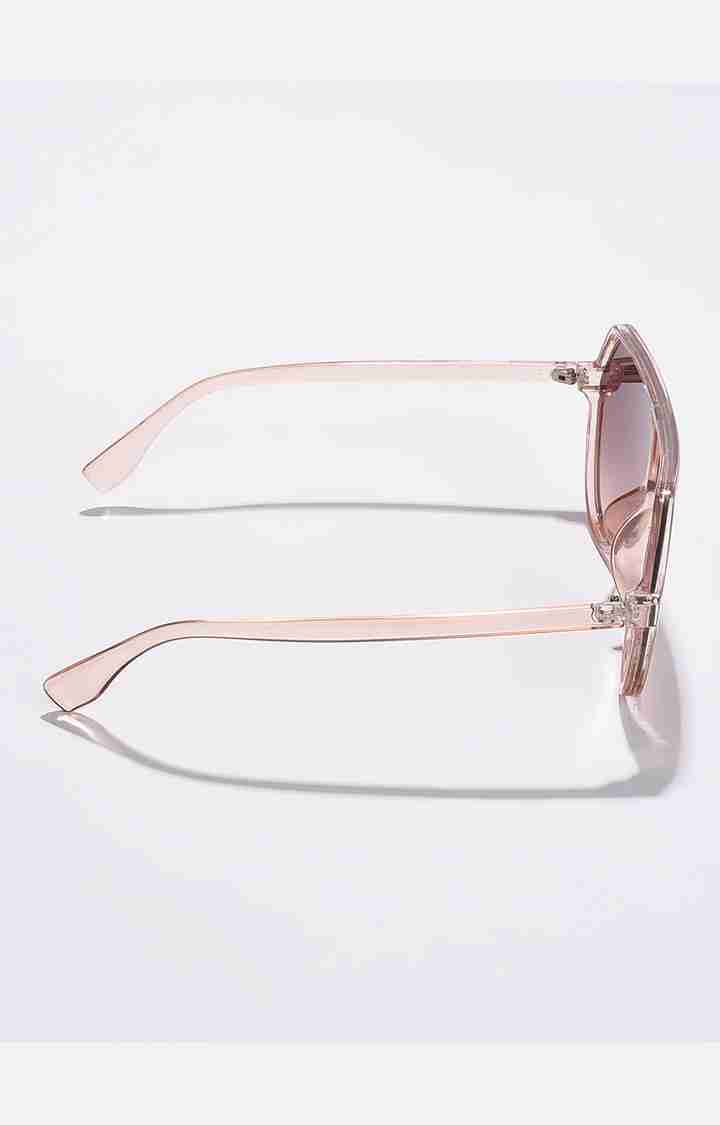 Haute Sauce By Campus Sutra Women Brown Lens & Pink Oversized Sunglasses With Polarised Lens