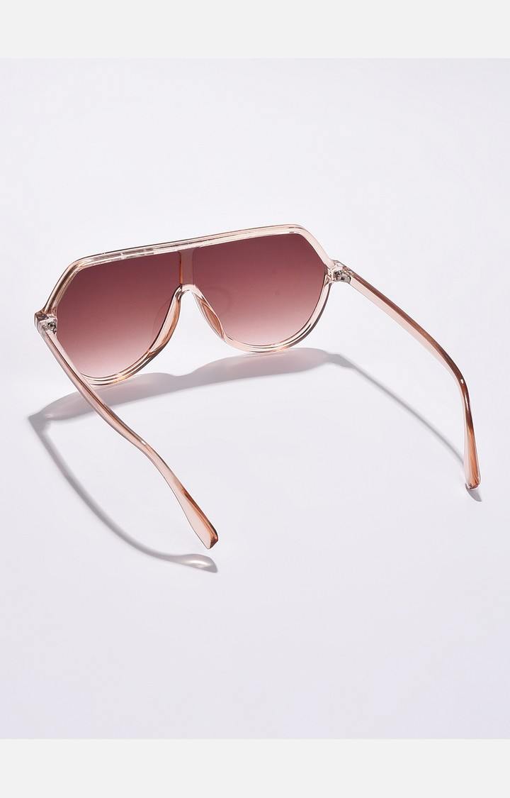 Haute Sauce By Campus Sutra Women Brown Lens & Pink Oversized Sunglasses With Polarised Lens