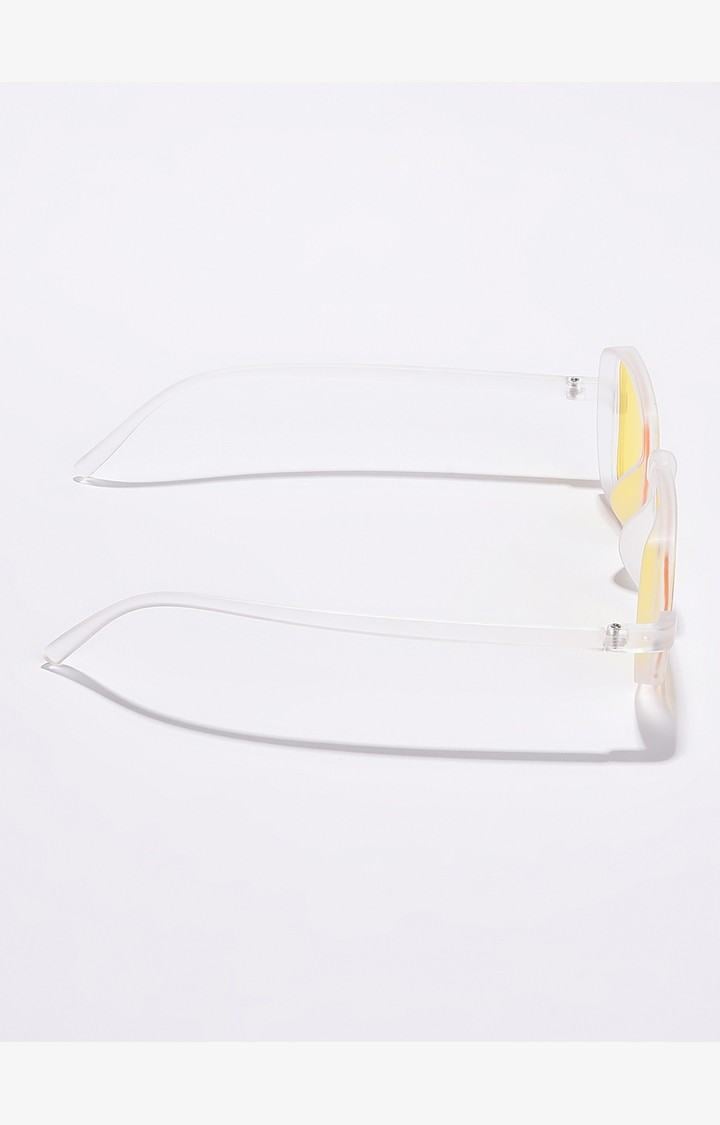 Haute Sauce By Campus Sutra Unisex Yellow Lens & White Rectangle Sunglasses With Polarised Lens