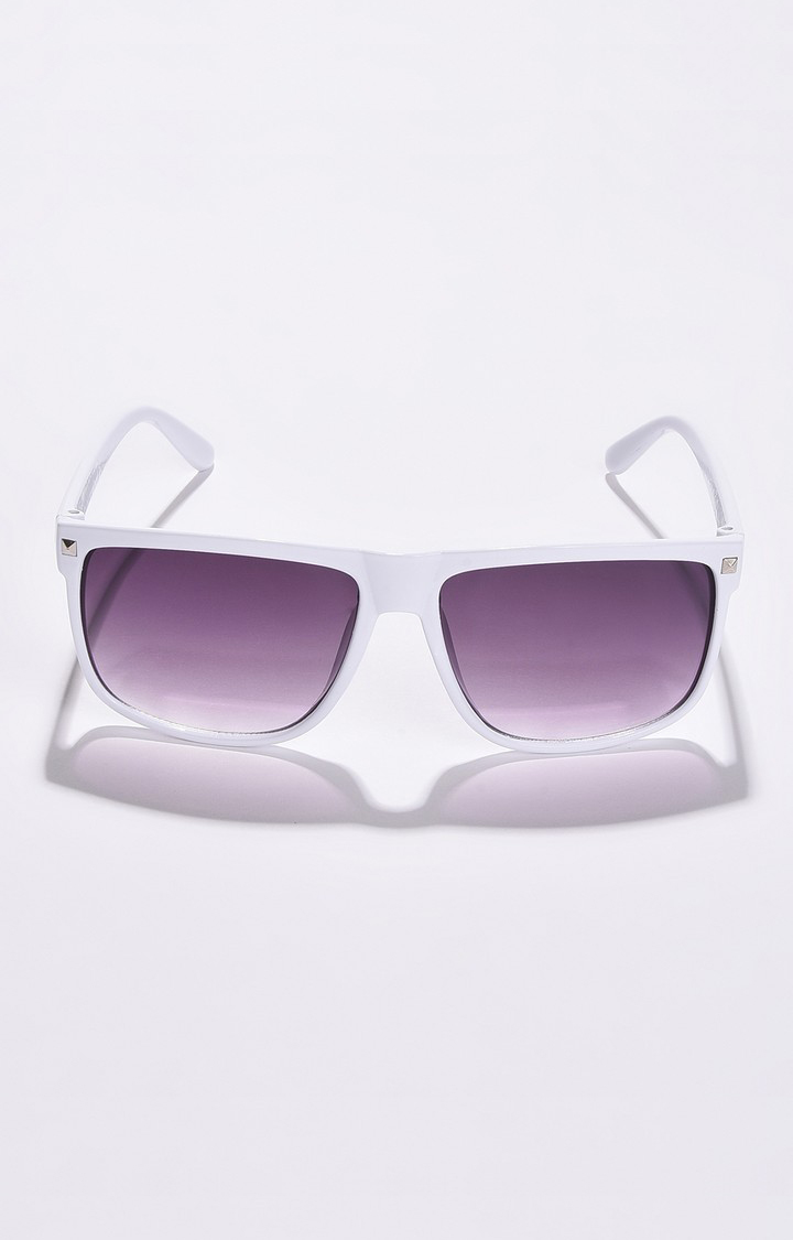 Haute Sauce By Campus Sutra Unisex Purple Lens & White Wayfarer Sunglasses With Uv Protected Lens