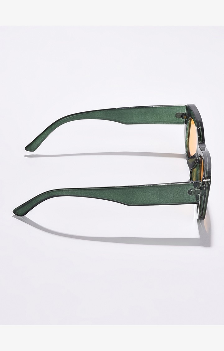 Haute Sauce By Campus Sutra Women Yellow Lens & Green Rectangle Sunglasses With Uv Protected Lens