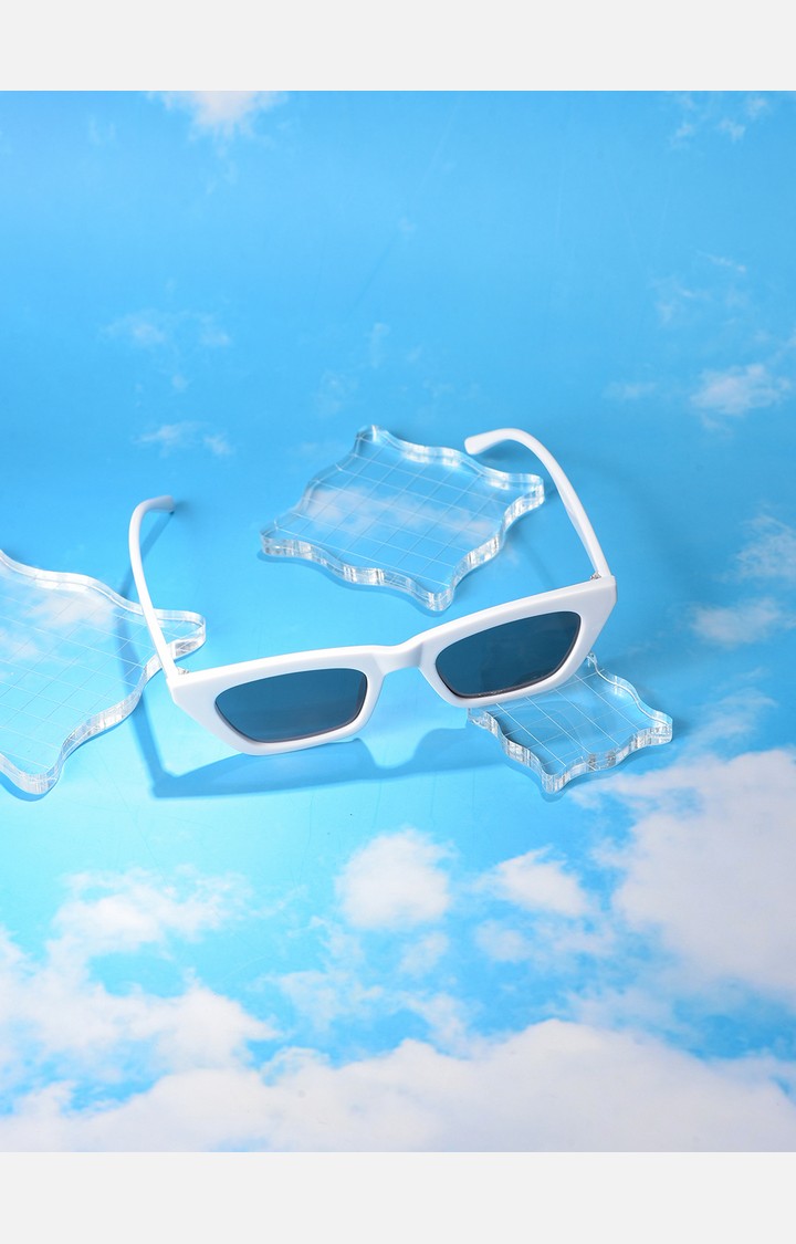Haute Sauce By Campus Sutra Women Black Lens & White Cateye Sunglasses With Uv Protected Lens