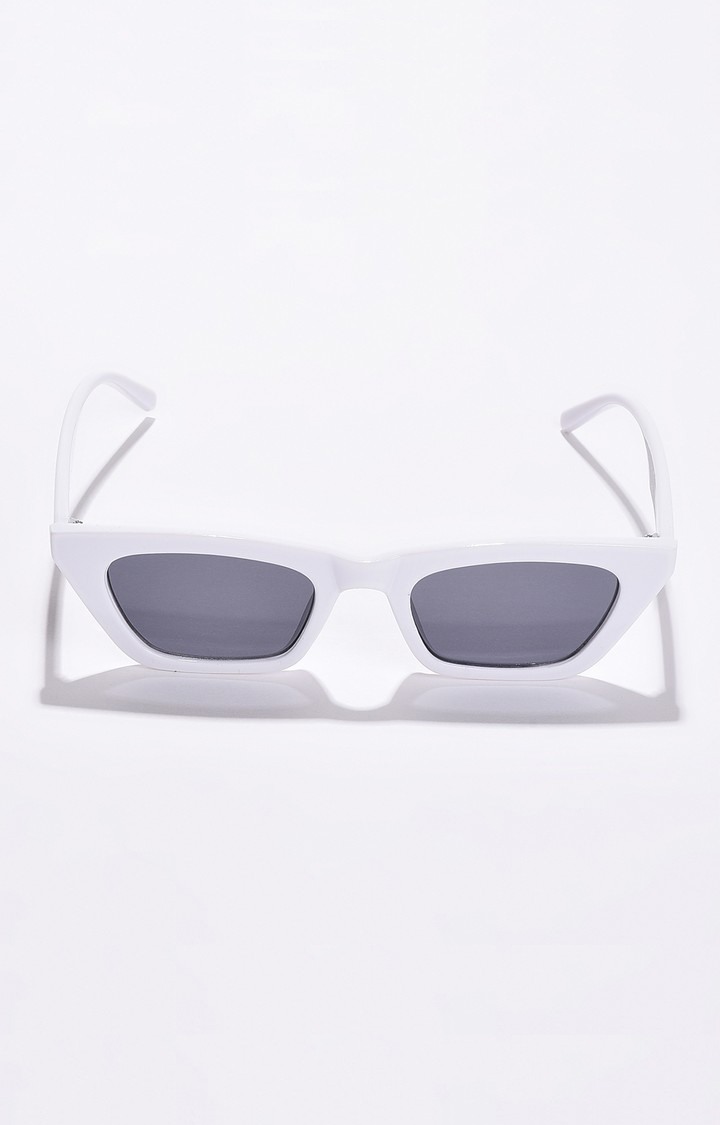 Haute Sauce By Campus Sutra Women Black Lens & White Cateye Sunglasses With Uv Protected Lens