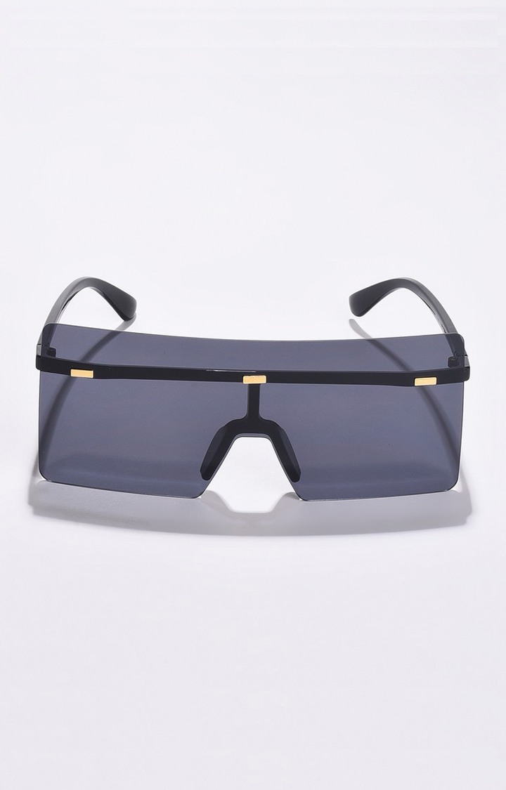 Haute Sauce By Campus Sutra Unisex Black Lens & Black Oversized Sunglasses With Uv Protected Lens