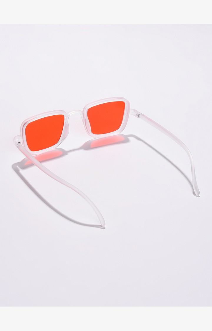 Haute Sauce By Campus Sutra Unisex Orange Lens & White Wayfarer Sunglasses With Uv Protected Lens