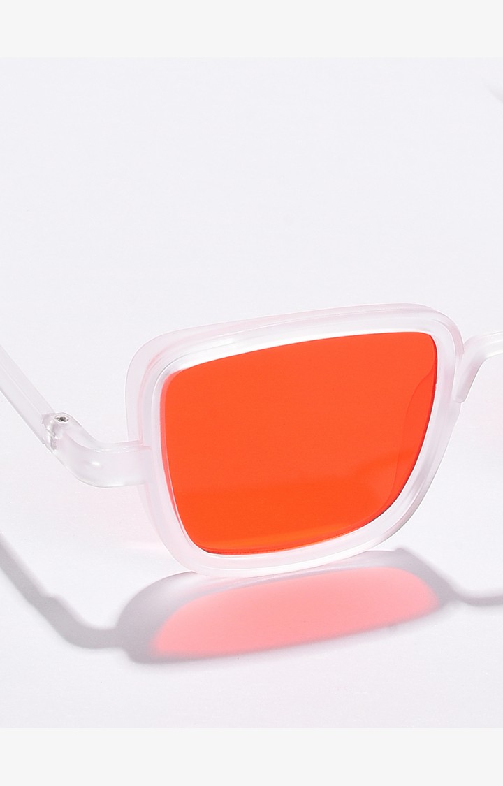 Haute Sauce By Campus Sutra Unisex Orange Lens & White Wayfarer Sunglasses With Uv Protected Lens