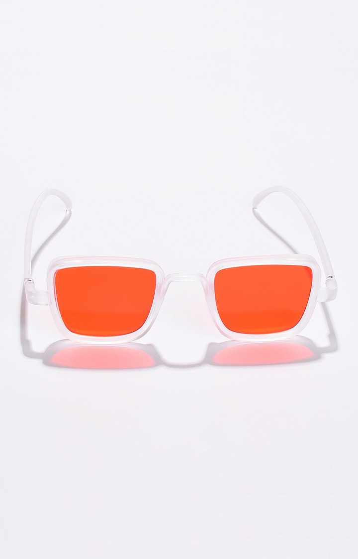 Haute Sauce By Campus Sutra Unisex Orange Lens & White Wayfarer Sunglasses With Uv Protected Lens