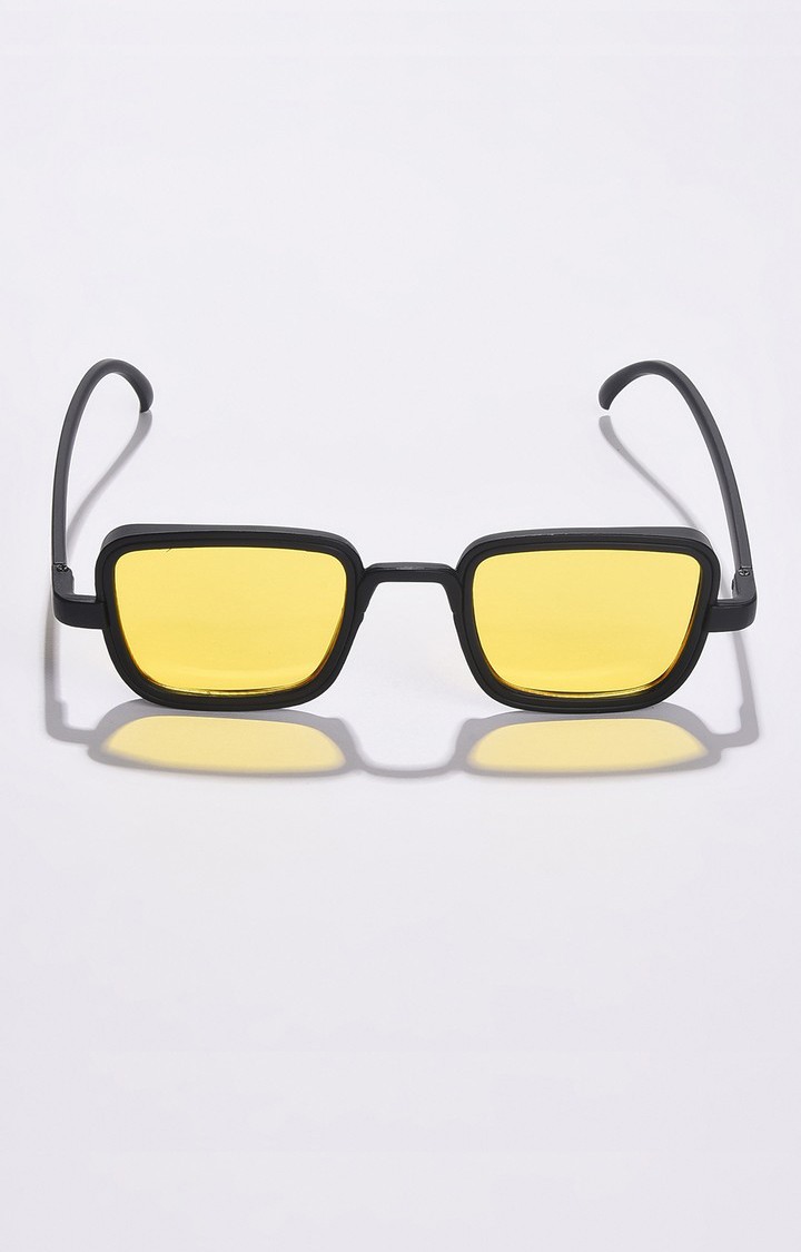 Haute Sauce By Campus Sutra Unisex Yellow Lens & Black Wayfarer Sunglasses With Polarised Lens