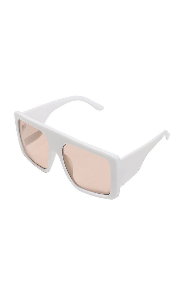 Haute Sauce By Campus Sutra Women Pink Lens & White Oversized Sunglasses With Polarised Lens