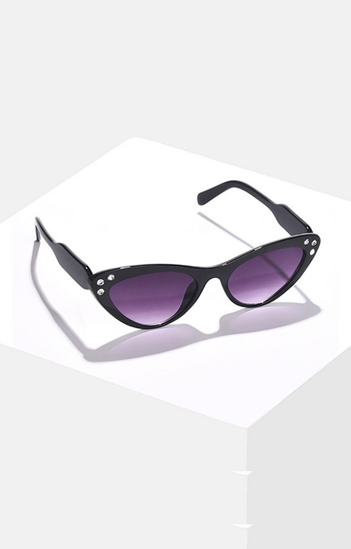 Haute Sauce By Campus Sutra Women Black Lens & Black Cateye Sunglasses With Polarised Lens
