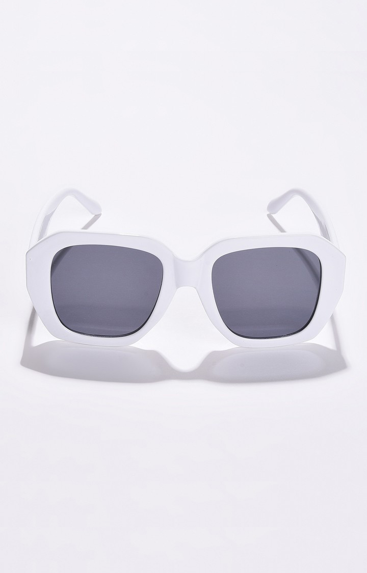 Haute Sauce By Campus Sutra Women Black Lens & White Wayfarer Sunglasses With Polarised Lens