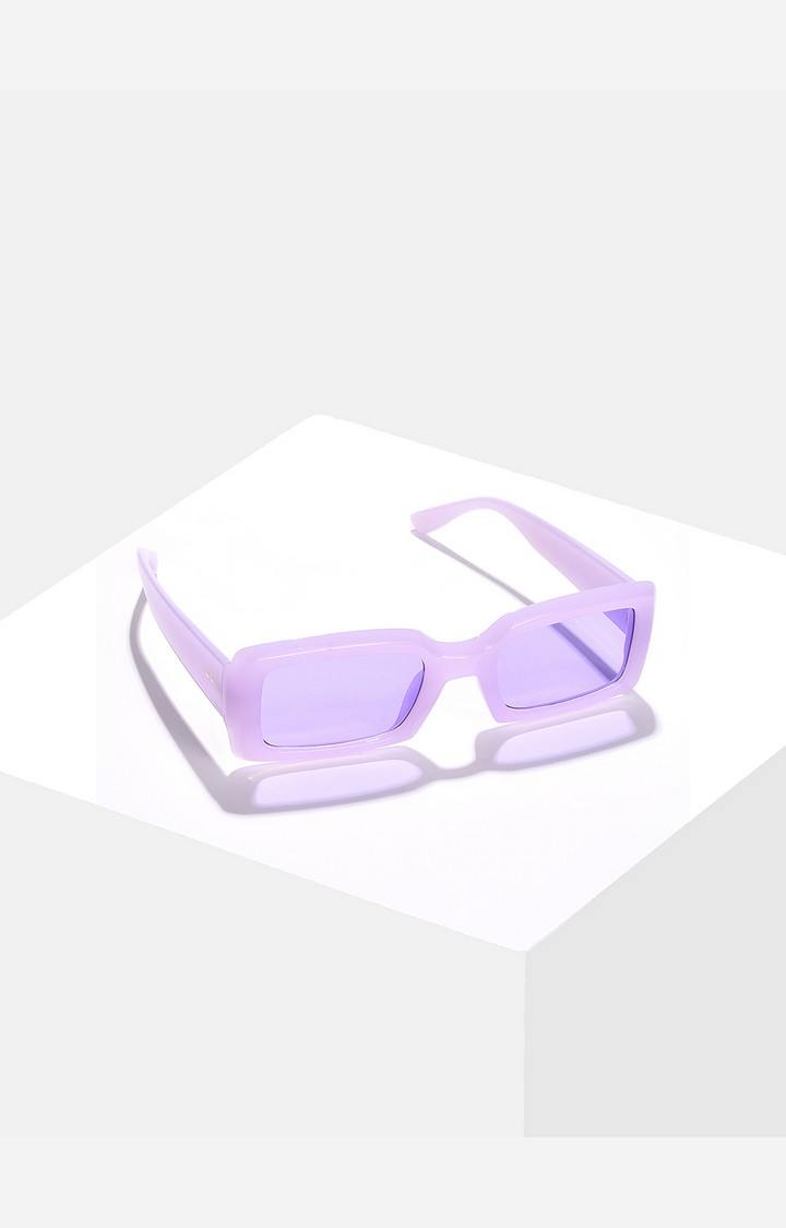 Haute Sauce By Campus Sutra Women Purple Lens & White Rectangle Sunglasses