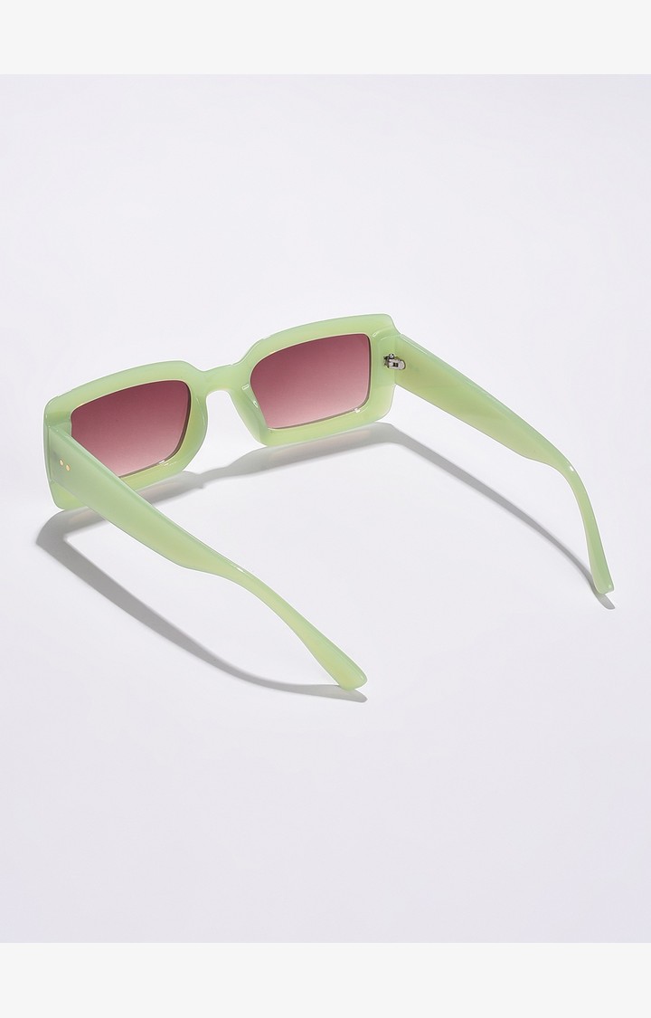 Haute Sauce By Campus Sutra Women Black Lens & Green Rectangle Sunglasses With Uv Protected Lens