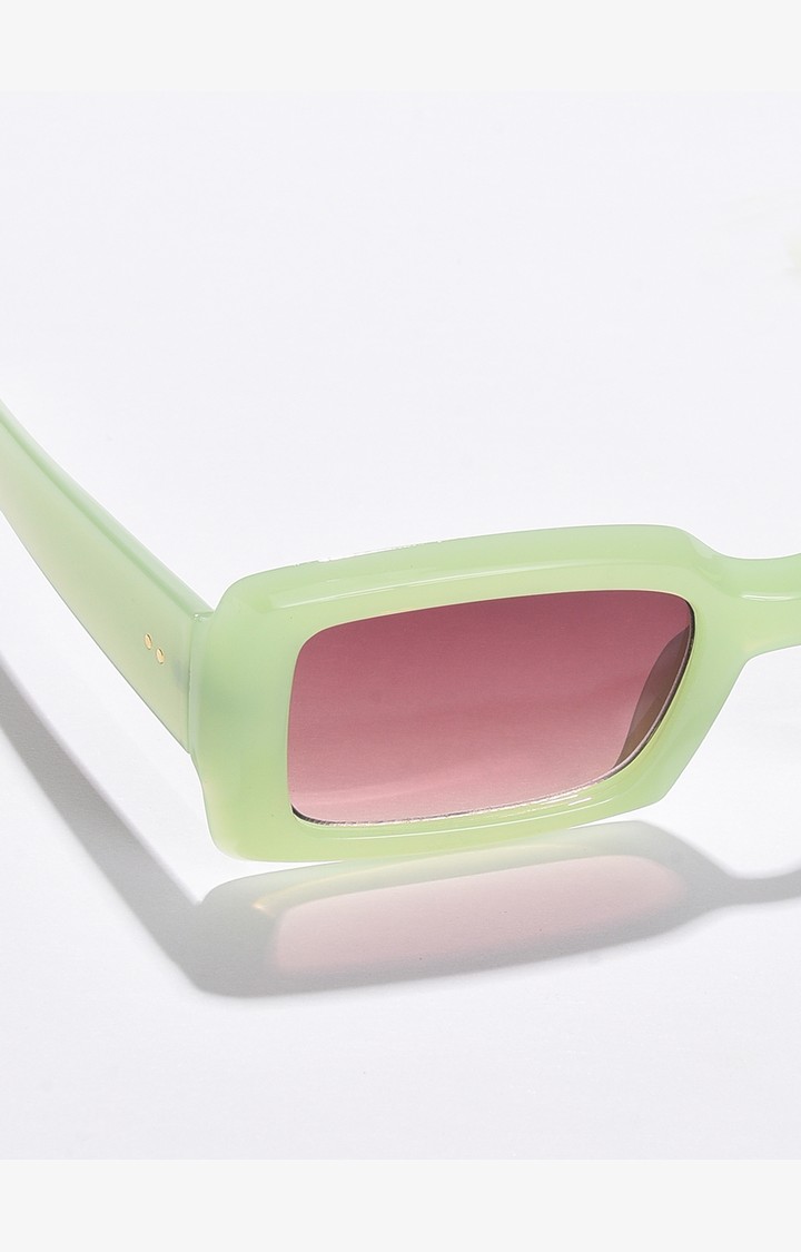 Haute Sauce By Campus Sutra Women Black Lens & Green Rectangle Sunglasses With Uv Protected Lens