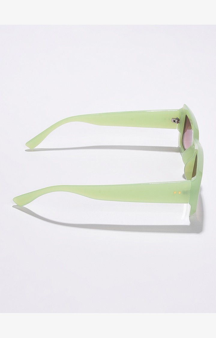 Haute Sauce By Campus Sutra Women Black Lens & Green Rectangle Sunglasses With Uv Protected Lens