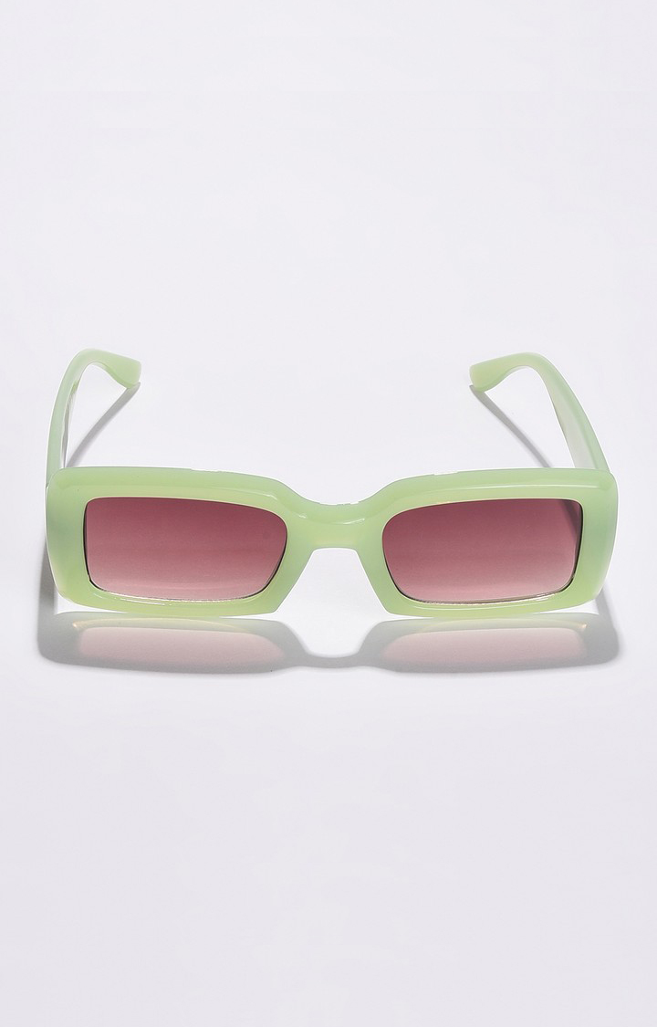 Haute Sauce By Campus Sutra Women Black Lens & Green Rectangle Sunglasses With Uv Protected Lens