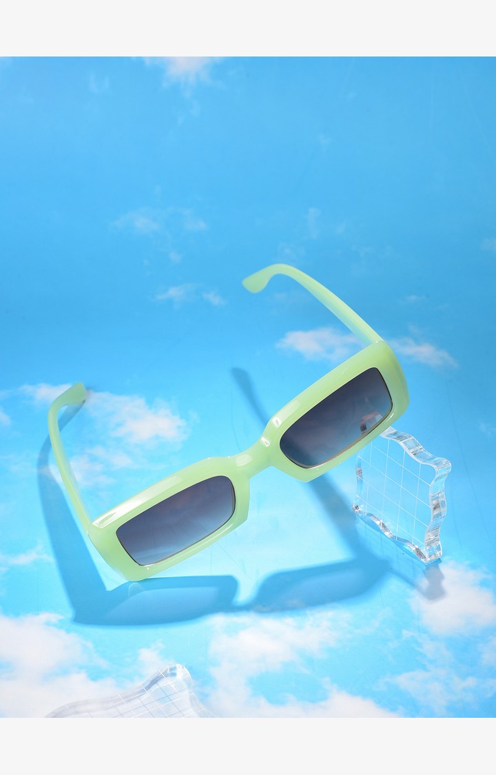 Haute Sauce By Campus Sutra Women Black Lens & Green Rectangle Sunglasses With Uv Protected Lens