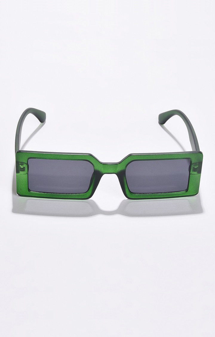 Haute Sauce By Campus Sutra Women Black Lens & Green Rectangle Sunglasses With Polarised Lens