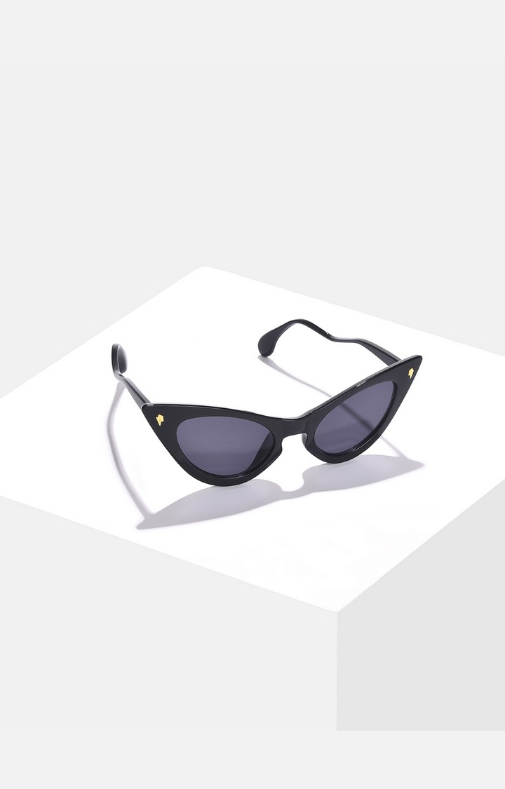Haute Sauce By Campus Sutra Women Black Lens & Black Cateye Sunglasses With Polarised And Uv Protected Lens