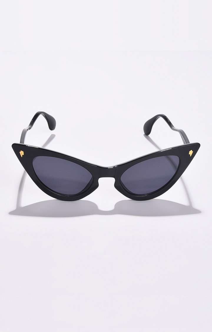 Haute Sauce By Campus Sutra Women Black Lens & Black Cateye Sunglasses With Polarised And Uv Protected Lens
