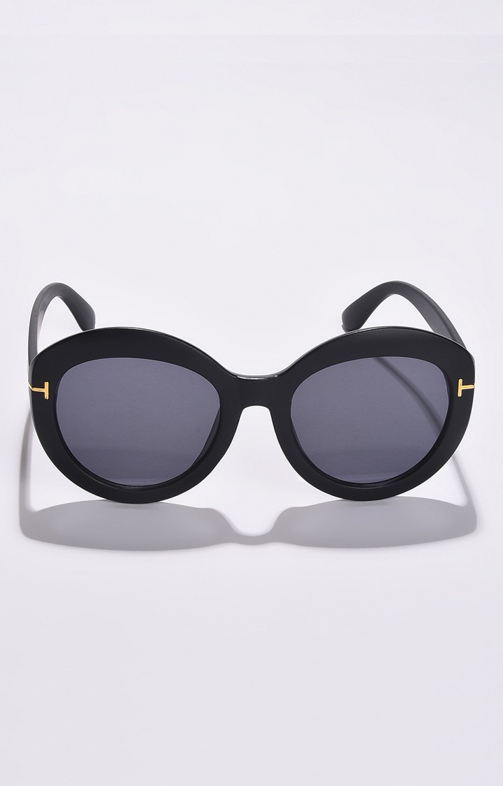 Haute Sauce By Campus Sutra Women Black Lens & Black Oval Sunglasses With Polarised And Uv Protected Lens