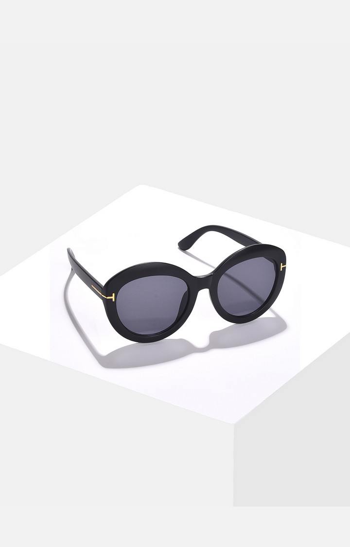 Haute Sauce By Campus Sutra Women Black Lens & Black Oval Sunglasses With Polarised And Uv Protected Lens