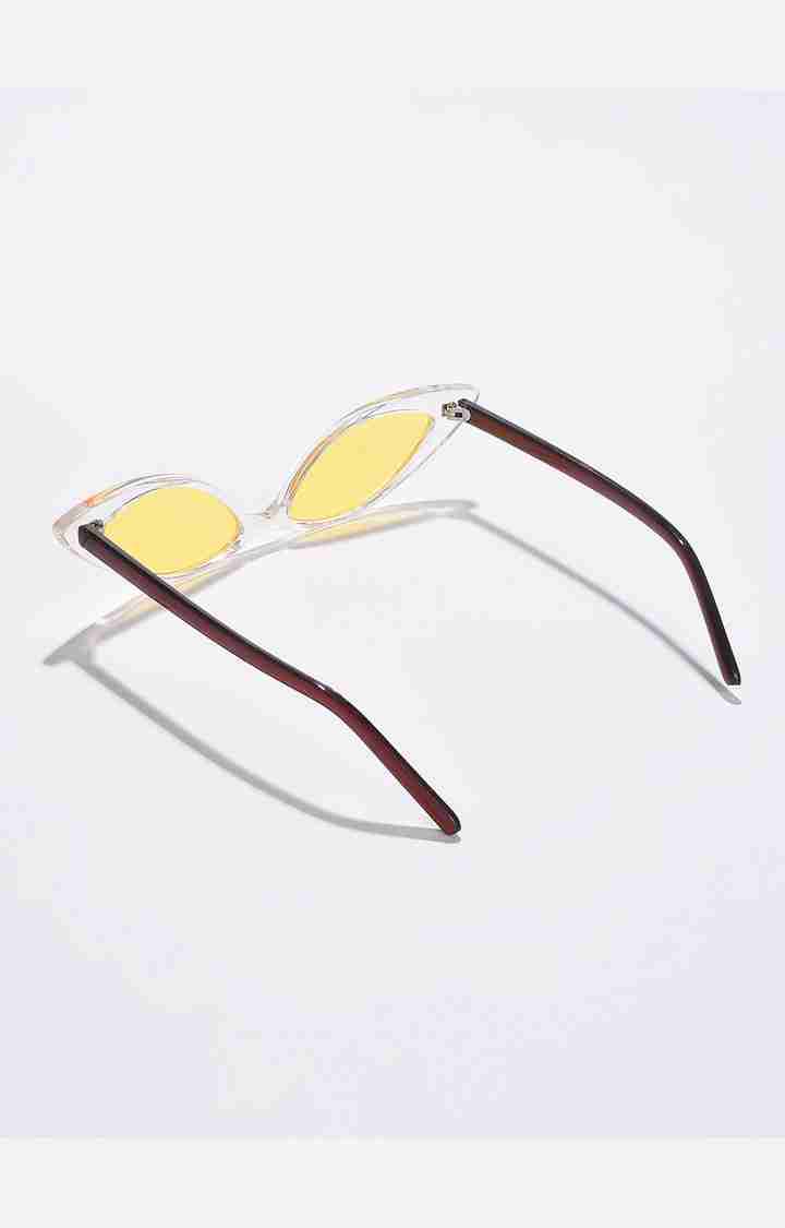 Haute Sauce By Campus Sutra Women Yellow Lens & White Cateye Sunglasses With Polarised Lens