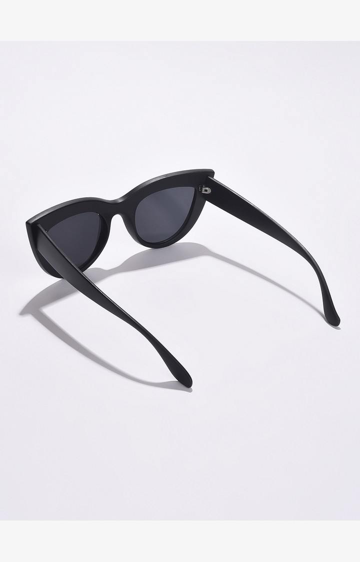 Haute Sauce By Campus Sutra Women Black Lens & Black Cateye Sunglasses With Uv Protected Lens