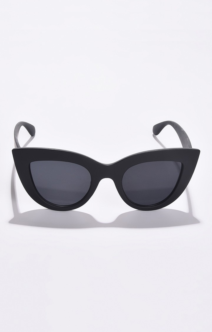 Haute Sauce By Campus Sutra Women Black Lens & Black Cateye Sunglasses With Uv Protected Lens