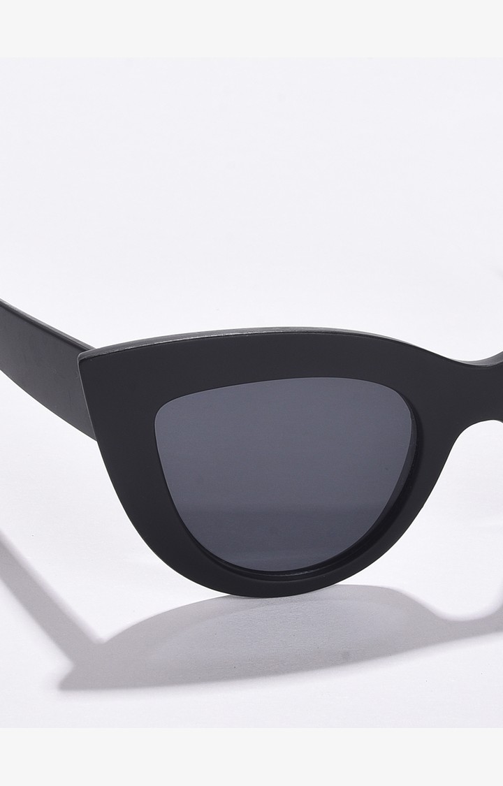 Haute Sauce By Campus Sutra Women Black Lens & Black Cateye Sunglasses With Uv Protected Lens