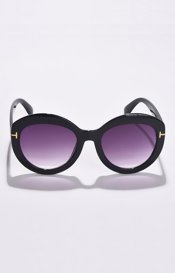 Haute Sauce By Campus Sutra Women Black Lens & Black Oval Sunglasses With Uv Protected Lens