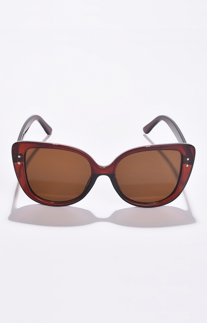 Haute Sauce By Campus Sutra Women Brown Lens & Brown Butterfly Sunglasses With Uv Protected Lens