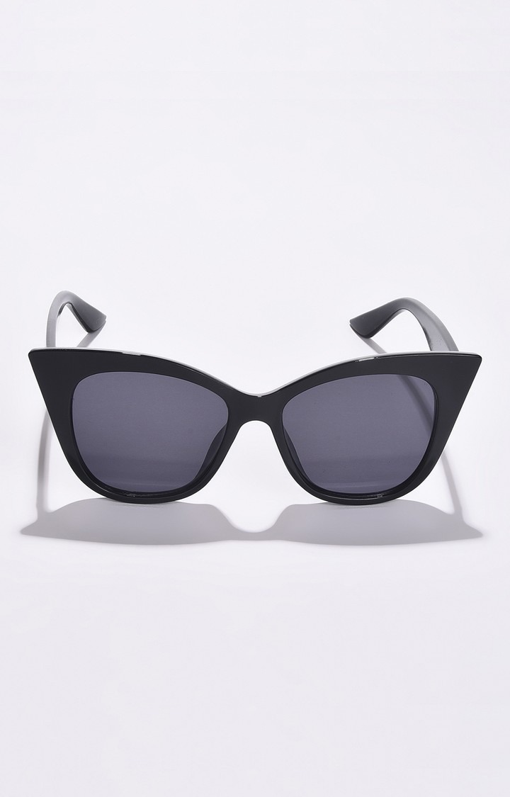 Haute Sauce By Campus Sutra Women Black Lens & Black Cateye Sunglasses With Uv Protected Lens