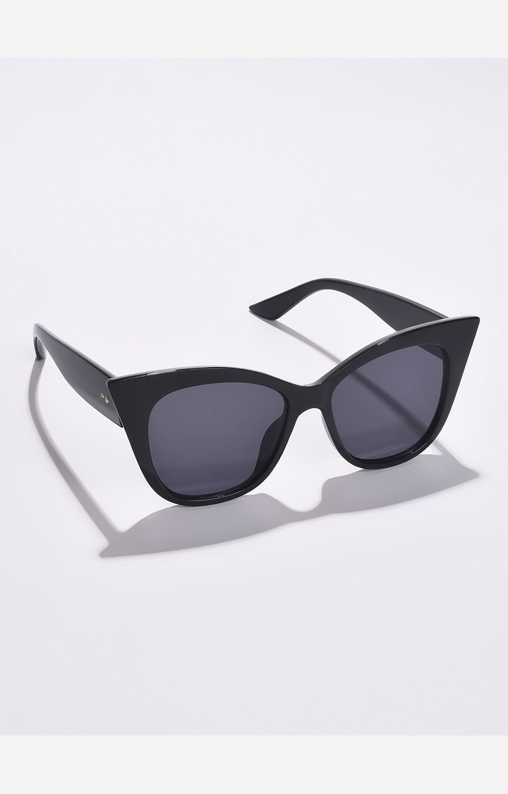 Haute Sauce By Campus Sutra Women Black Lens & Black Cateye Sunglasses With Uv Protected Lens