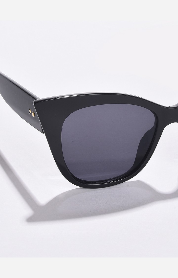 Haute Sauce By Campus Sutra Women Black Lens & Black Cateye Sunglasses With Uv Protected Lens