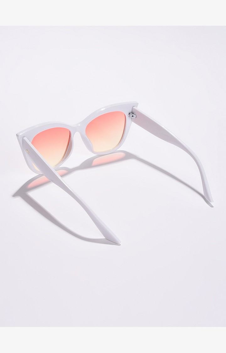 Haute Sauce By Campus Sutra Women Pink Lens & White Cateye Sunglasses With Polarised Lens