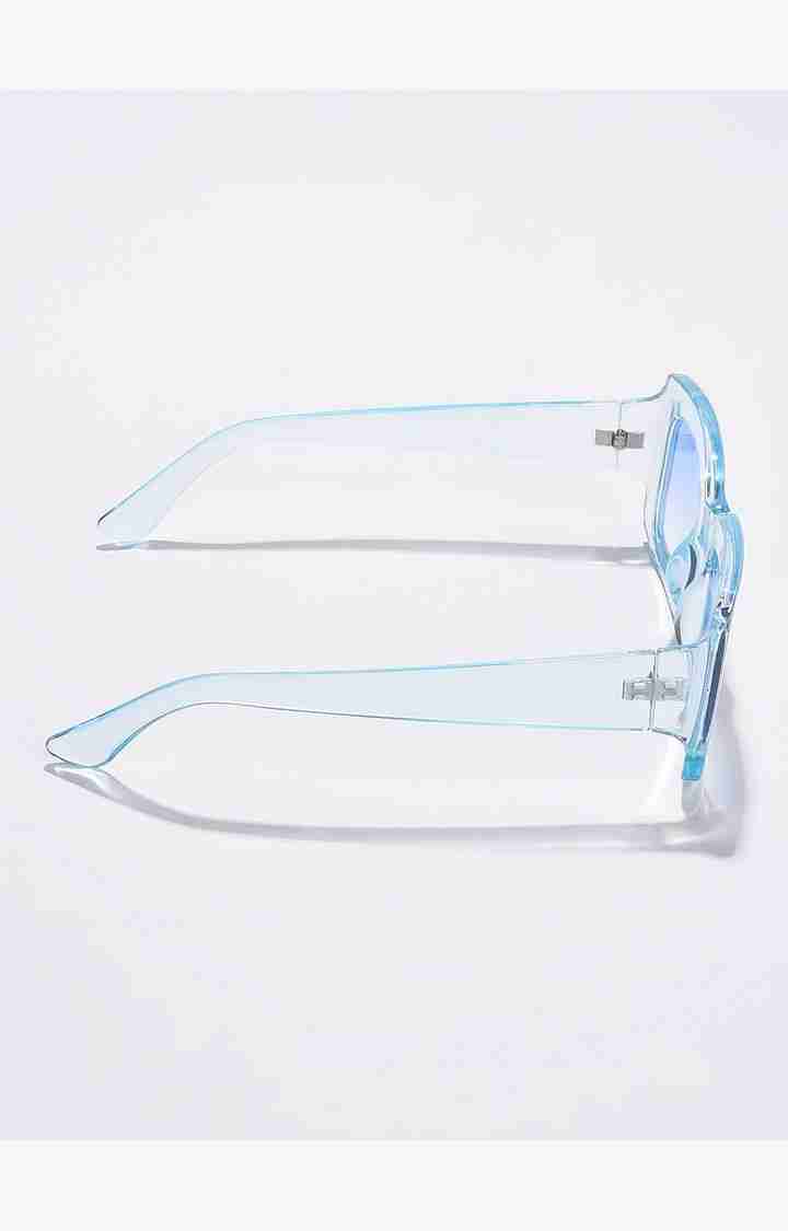 Haute Sauce By Campus Sutra Women Blue Lens & White Rectangle Sunglasses With Polarised Lens